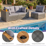 Tangkula 86.5" Large 3 Pieces PE Rattan Sectional Furniture Set