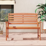 Tangkula Wooden Garden Bench with Slatted Backrest and Comfortable Armrests