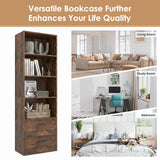 Tangkula 4 Shelf Bookcase with 2 Drawers