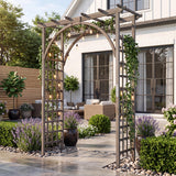 Tangkula 85" Wood Garden Arch Trellis for Outdoor Wedding Ceremony