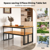 Tangkula Patio Dining Bench, 2-3-person Backless Bench with Slatted Seat & Metal Legs, Indoor Outdoor Bench for Entryway