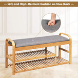 Tangkula 3 Tier Sturdy Shoe Rack with Flip Top Storage Space and Padded Cushion