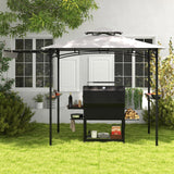 Tangkula 11 x 5 FT Grill Gazebo with Side Awning, 2-Tier Barbecue Gazebo with 2 Shelves, 12 Hanging Hooks