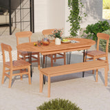 Tangkula Wooden Armless Dining Chair with Slatted Seat & Curved Backrest