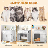 Tangkula Litter Box Enclosure with 2 Storage Drawers & Double Doors