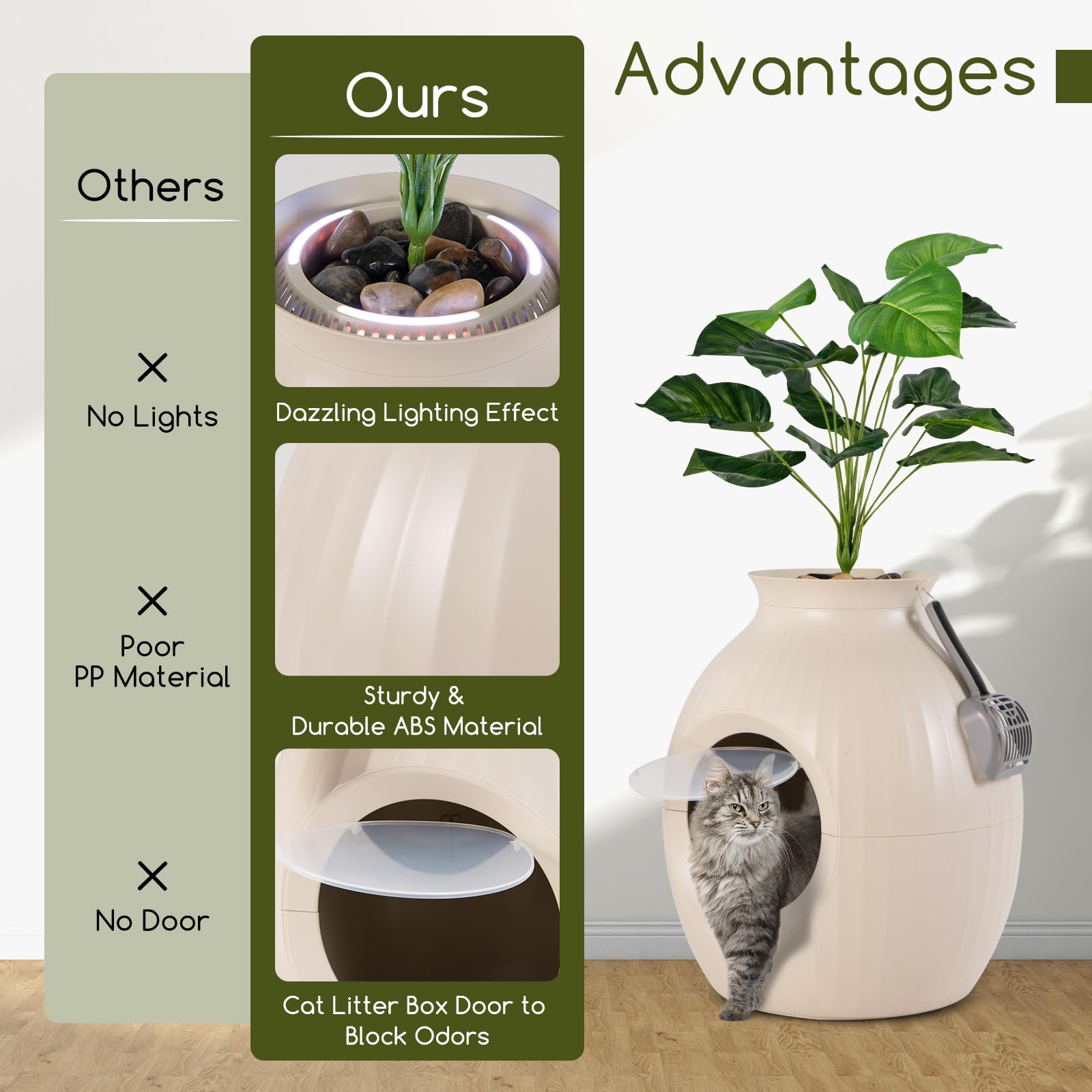 cat litter pot plant Tangkula Hidden Litter Box Plant, Cat Litter Box Enclosure Furniture with Odor Removal System