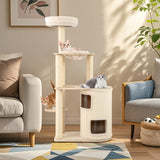 Tangkula 60 Inch Multi-Level Modern Wooden Cat Tower with 2-Story Condo
