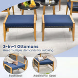Tangkula 5 Piece Patio Furniture Set, Patiojoy Wicker Chair Set with Coffee Table & 2 Ottomans (Navy)