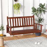 Tangkula 2/3 Person Wooden Porch Swing, Hanging Patio Swing with 2 Adjustable Galvanized Metal Chains