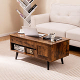 Tangkula Lift Top Coffee Table with Storage, Living Room Table with Hidden Compartment, Cabinet & Open Shelf