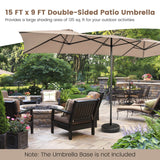TANGKULA 15 FT Double-Sided Patio Umbrella with Crank Handle