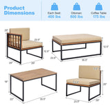 Tangkula 5 Piece Patio Furniture Set, Acacia Wood Sectional Set with Heavy-Duty Metal Frame, Comfy Seat & Back Cushions