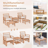 Tangkula 5 Piece Patio Wicker Sofa Set, Rattan Conversation Set with Back Cushions (Natural)