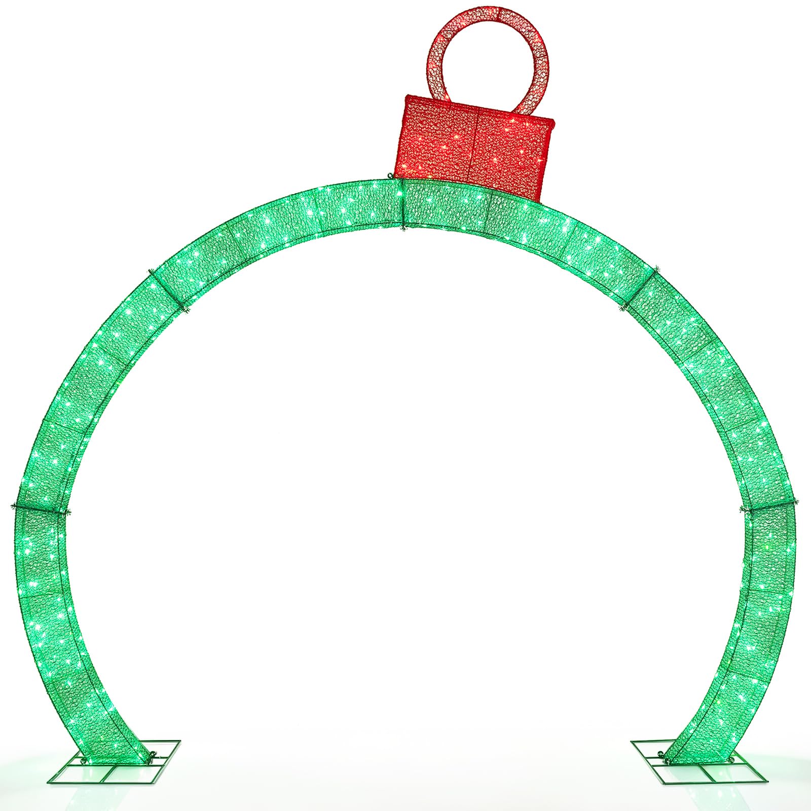 Tangkula 10.5 FT Outdoor Christmas Lighted Archway with Gold Ornament Cap
