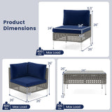 Tangkula 5 Piece Patio Wicker Heavy Duty Sectional Cushioned Sofa Set