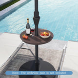 Tangkula 20" Umbrella Table 1.5" & 1.9" Umbrella Hole Faux Wood Grain Portable Round Umbrella Table Top