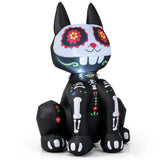 Tangkula 4 FT Day of the Dead Inflatable Skull Black Cat with LED Lights