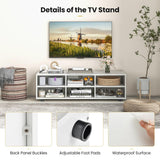 Tangkula White TV Stand for TV up to 55 Inch, TV Console Table with 6 Cubbies, 5 Positions Adjustable Shelves