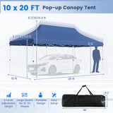 Tangkula 10x20 Ft Pop Up Canopy, Instant Setup Canopy Tent with 12 Stakes & 6 Ropes