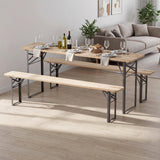 Tangkula Inch 3-Piece Folding Picnic Table with Benches for 6 Fir Wood Portable Bear Camping Table