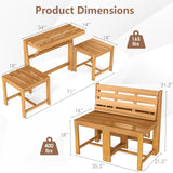 Tangkula 3-in-1 Outdoor Acacia Wood Loveseat Bench Furniture