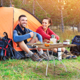 Tangkula 24"x24" Folding Camping Table Set of 2, Extendable Lightweight Camp Table with Wood-Grain Tabletop