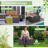 Tangkula 45 Gallon Outdoor Storage Bench, Mix Brown Rattan Storage Container with Zippered Liner