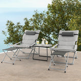 Tangkula 5 Piece Patio Sling Chair Set, Folding Beach Lawn Chairs with Ottoman & Coffee Table