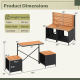 Tangkula Transforming Interchangeable Picnic Table Garden Loveseat with Metal Frame