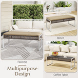 Tangkula Outdoor Ottoman, Patio Rattan Heavy Duty Wicker Footrest
