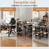 Tangkula  Rectangular Meeting Table with Mesh Storage Shelf & Cable Grommet for 6-8 People