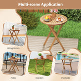 Tangkula 26 Inch Acacia Wood Outdoor Dining Table