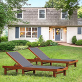 Tangkula Wood Lounge Chair Outdoor for Poolside Lawn Backyard