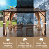 Tangkula Hardtop Gazebo, Patio Gazebo with Galvanized Steel Double Roof & Aluminum Frame