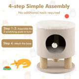 Tangkula Cat Condo Stool for Indoor Cats, Pet House Ottoman & Kitty Bed with Scratching Posts & Plush Ball Toy