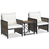 Tangkula 3 Piece Rattan Chair Set