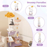 Tangkula Tall Cat Tree, 66 Inch Multi-level Modern Cat Tower with Cat Condo, Sisal Scratching Posts