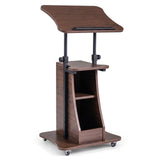 Tangkula Mobile Lectern Podium Height Adjustable Podium Stand