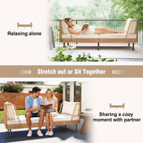 Tangkula Patio Rattan Daybed with Seat & Back Cushions