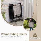 Tangkula Set of 4 Patio Folding Chairs, Outdoor Wicker Dining Chairs with Armrests (4, Mix Gray)