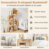Tangkula Bamboo Geometric Bookshelf