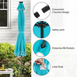 Tangkula 10FT Solar LED Patio Umbrella 2-Tiers Scalloped Outdoor Table Market Umbrella