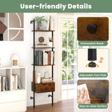 Tangkula 5-Tier Bookshelf with Drawer