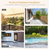 Tangkula Rattan Storage Cabinet, Outdoor Patiojoy Buffet Cabinet with Acacia Wood Countertop