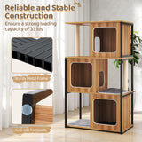 Tangkula Modern Cat Tree, 52 Inch Wooden Cat Condos with Metal Frame, Sisal Scratching Posts & Board