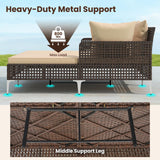 Tangkula Outdoor Rattan Double Daybed with Seat & Back Cushions