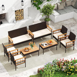 Tangkula 4 Pieces Wicker Patio Conversation Furniture Set