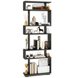 Tangkula 6-Tier S Shaped Bookcase 64" Tall Modern Geometric Bookshelf