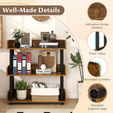 Tangkula 3-Tier Bookshelf Multipurpose Wood Standing Display Rack with Back and Side Panels