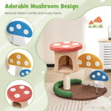 Tangkula 23.5 Inch Mushroom Cat Tree, Cute Cat Tower with Full-Wrapped Sisal Post, Scratching Board & Spring Ball